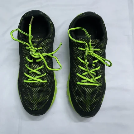Black and neon green athletic shoes - UK size 8